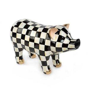 Mackenzie-Childs Courtly Check Pig Figurine Brand New